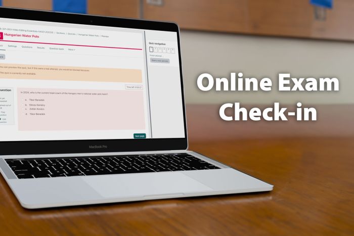 Online exam check in photo of laptop